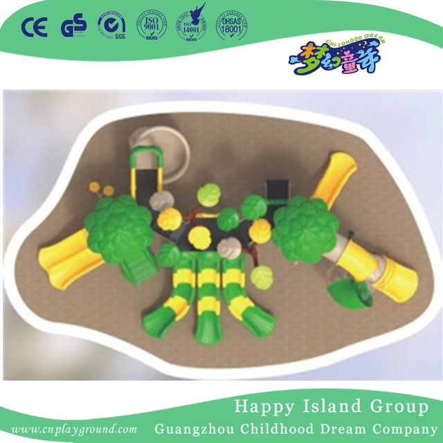 Outdoor Middle Tress House Plastic Slide Playground (1914501)