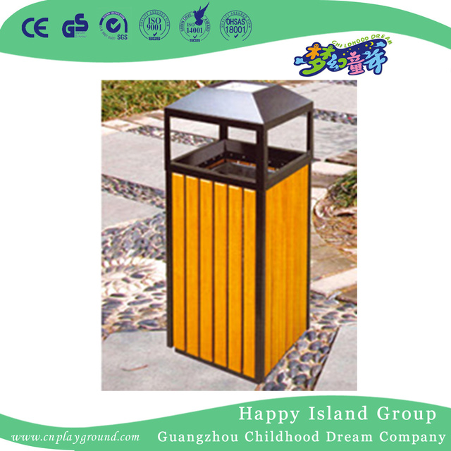 Outdoor Amusement Park Durable Wood Trash Can (HHK-15103)