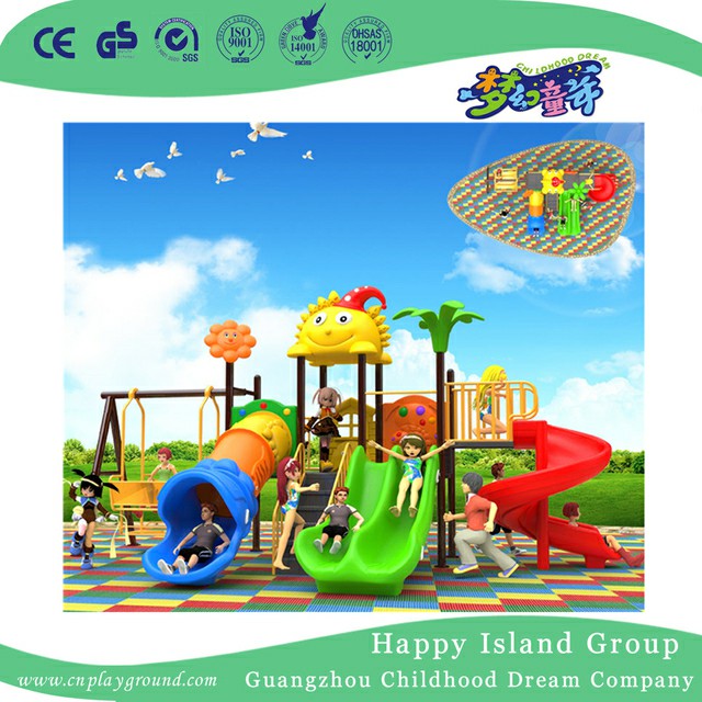 School Cartoon Children Slide and Swing Combination Playground (BBE-B11) 