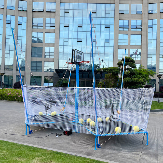 New and creative trampoline bed with digital basket ball goals and led leads TP-20220423-01