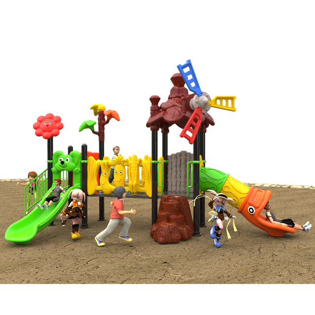 Small kids playground slides with giraffe ladder and 2 slides (WJ-C1)