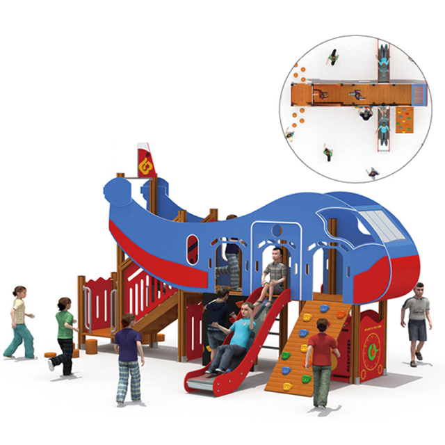 Helicopter Outdoor Playground with Multi-slides And Net Tunnel (HLD-03201)