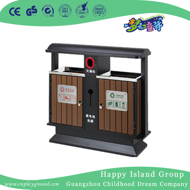 Backyard Outdoor Double Wooden Dustbin With Roof (HHK-15204)