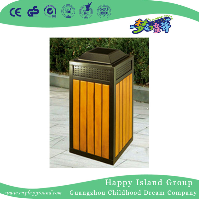Outdoor Community Round Wooden Trash Can (HHK-15002)