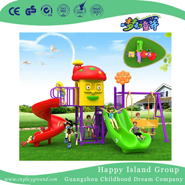 High Quality Kindergarten Purple Plastic Slide And Swing Combination Set (BBE-A41)