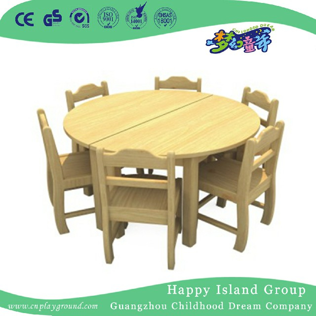 Kindergarten Natural Wooden Round Table For Sale (19A7002)