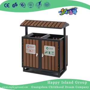 Backyard Outdoor Double Wooden Dustbin With Roof (HHK-15204)