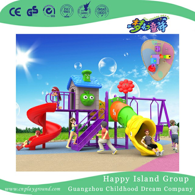 Outdoor Kindergarten Plastic Slide and Swing Combination Set (BBE-A38)