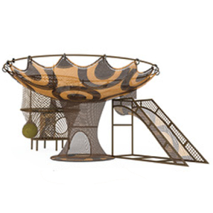 Tree house style rope net play structure(HLD-09803)