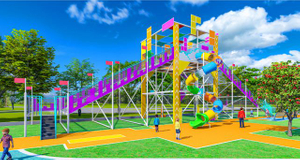 Large Bold Color Modular Outdoor Playground with tunnel slides and climbing sets(HHK-202311)