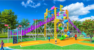 Large Bold Color Modular Outdoor Playground with tunnel slides and climbing sets(HHK-202311)