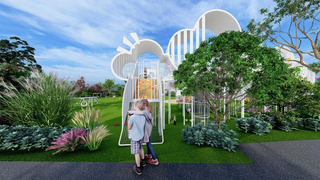 Large Non-standard outdoor playground with tunnel slides and climbing site (HHK-0430)