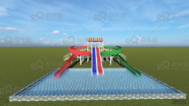 Amusement Park Water 2 tunnel Slide Outdoor Water Playground Equipment (HHK-0316)