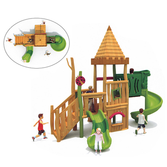 Tree house Outdoor Playground with Open Slides For Sale (HLD-04001)