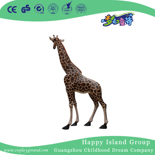 Outdoor FRP Middle Giraffe Animal Sculpture For Amusement Park (HHK-12803)
