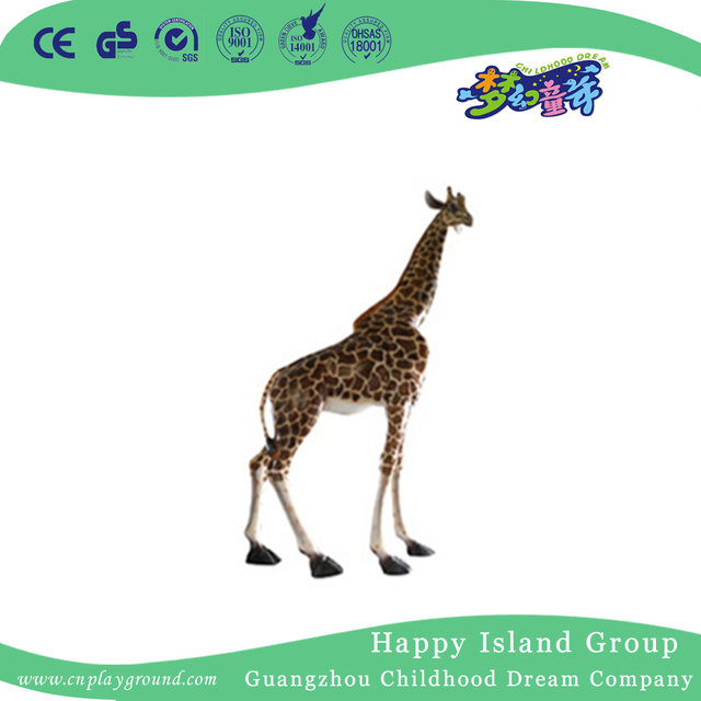 Outdoor FRP Middle Giraffe Animal Sculpture For Amusement Park (HHK-12803)