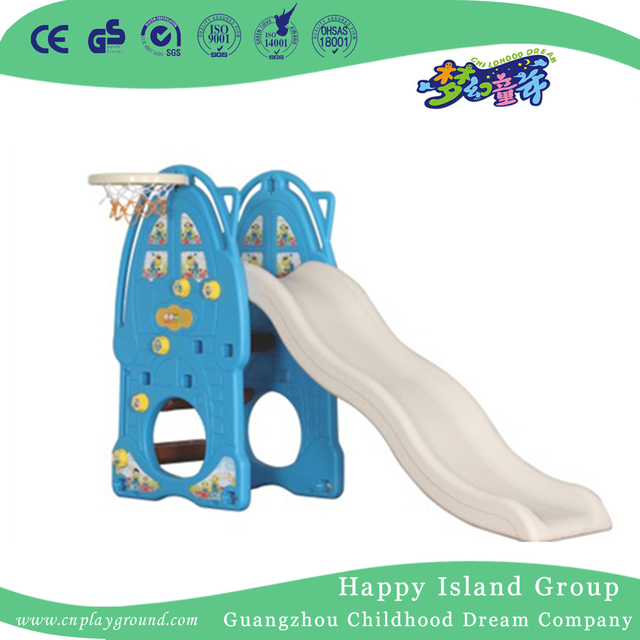 Indoor Children Plastic Blue Rabbit Small Slide Playground With Swing (ML-2014106)