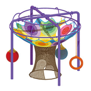 Children play rope net structure with hanging rings(HLD-09801)