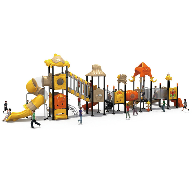 Marine Animal Outdoor Playground with Multi-slides And Net Tunnel (HLD-01601)