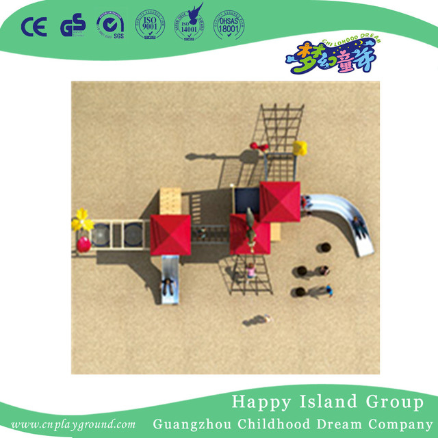 Outdoor Small Wooden Playhouse Equipment With Stainless Steel Slide (HHK-4501)