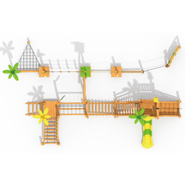 Tropical Jungle Style Outdoor Playground with Open Slides For Sale (HLD-03901)