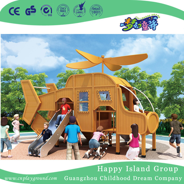 Outdoor Small Wooden Playhouse Equipment With Stainless Steel Slide (HHK-4501)