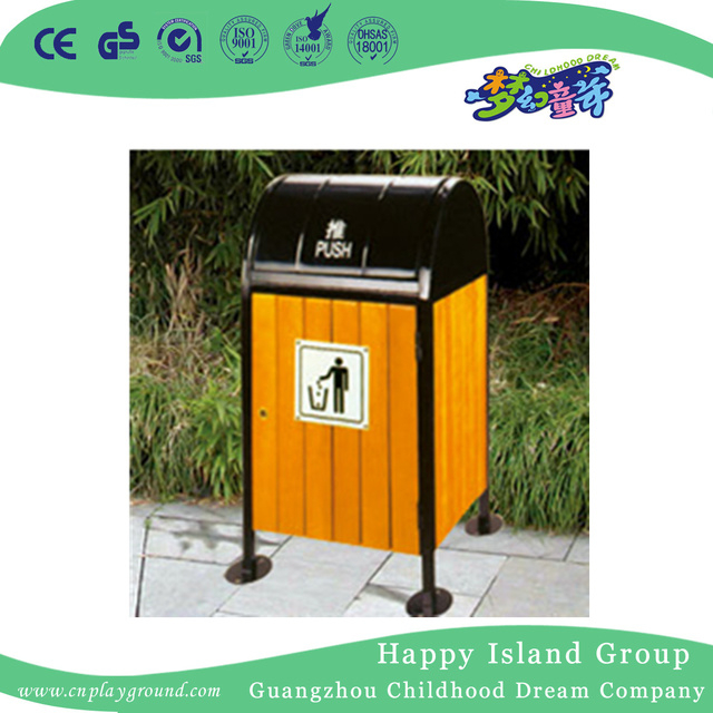 Outdoor Amusement Park Durable Wood Trash Can (HHK-15103)