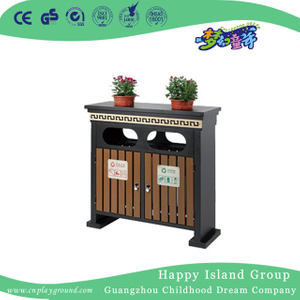 Amusement Park Double Wooden Trash Can With Roof (HHK-15206)