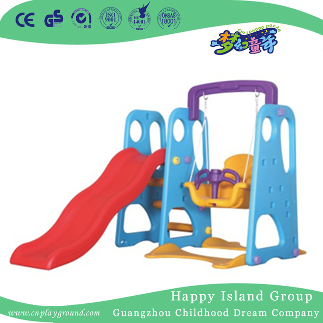 Children Play Plastic Small Combination Slide With Swing Playground (ML-2014302)