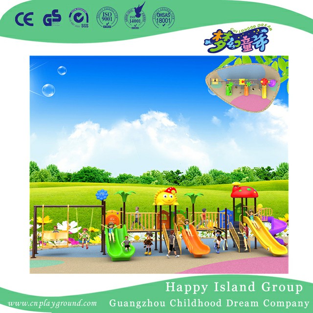 Outdoor Commercial Plastic Slide And Swing Combination Set (BBE-B39)