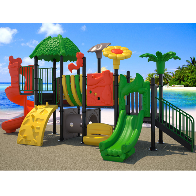 Kids Favourite Playground with Natural tree flower lotus wooden piles and bird in kids games HKDLS4302