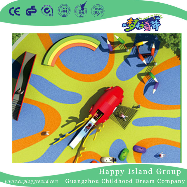 Outdoor Amusement Park Children Bright Red Deer Shape Slide Animal Playground (HHK-3601)