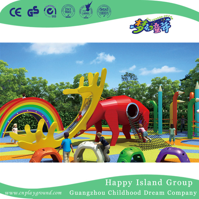 Outdoor Small Lion Animal Slide Playground For Children Play (HHK-3001)