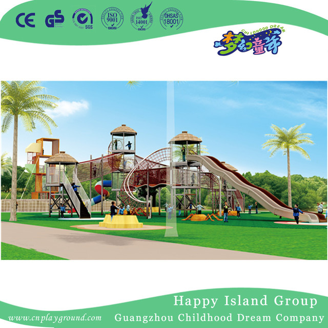 Outdoor Large Wooden Maze Combination Playground With Lookout Tower (HHK-7701)