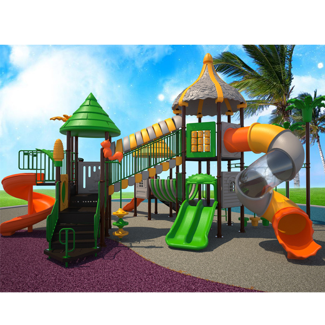 Outdoor Kids Playground with 5 Slides And Kids Gym HKDLS4201