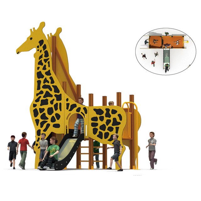 Animal Style Outdoor Playground with Multi-slides And Net Tunnel (HLD-02901)