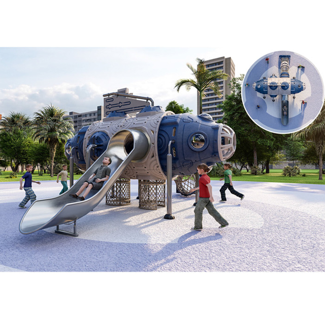 UFO Space Style Outdoor Playground with Multi-slides And Net Tunnel (HLD- 00801)-(HLD-00902)