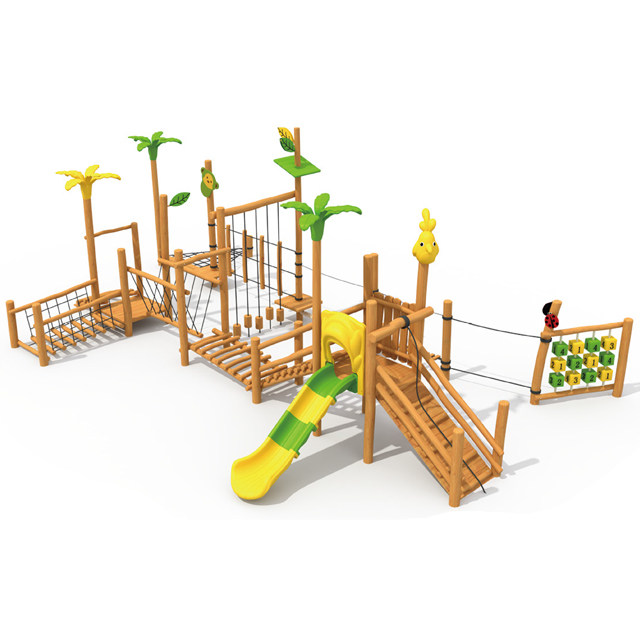 Tropical Jungle Style Outdoor Playground with Open Slides For Sale (HLD-03901)