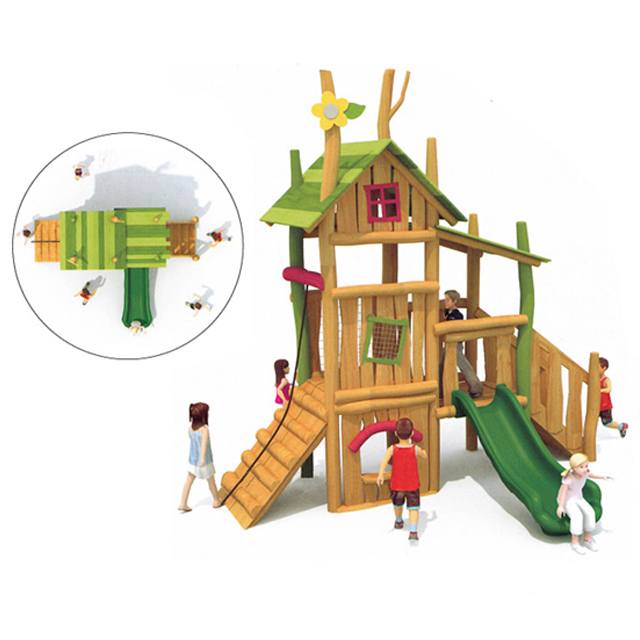 Tree house Outdoor Playground with Open Slides For Sale (HLD-04001)