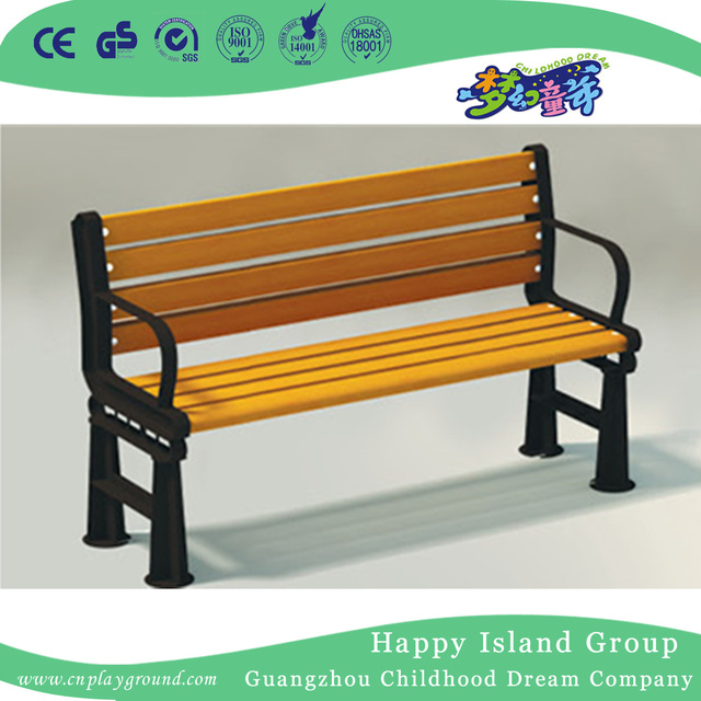 Outdoor Wooden Leisure Bench Equipment With Metal Armrest (HHK-14701)