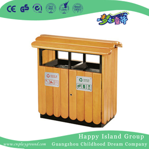 Public Environment Protection Double Wood Trash Can with Roof（HHK-15006）
