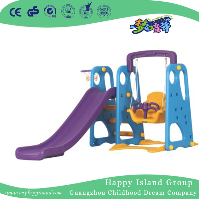 Children Play Plastic Small Combination Slide With Swing Playground (ML-2014302)