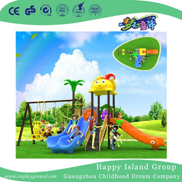 Outdoor Commercial Plastic Slide And Swing Combination Set (BBE-B39)