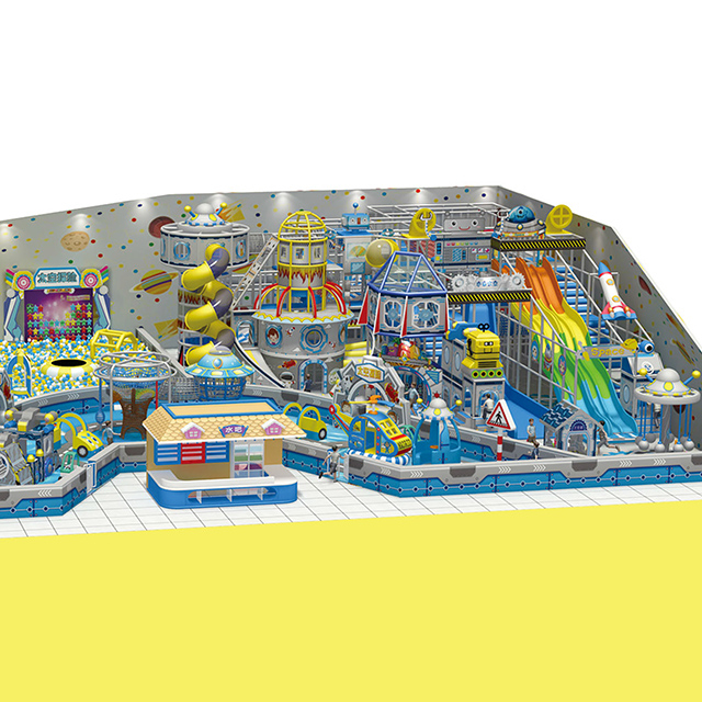 Space Adventure Indoor Playground with Multi-slides And Net Tunnel (HLD-08202)