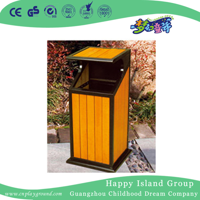Outdoor Amusement Park Durable Wood Trash Can (HHK-15103)