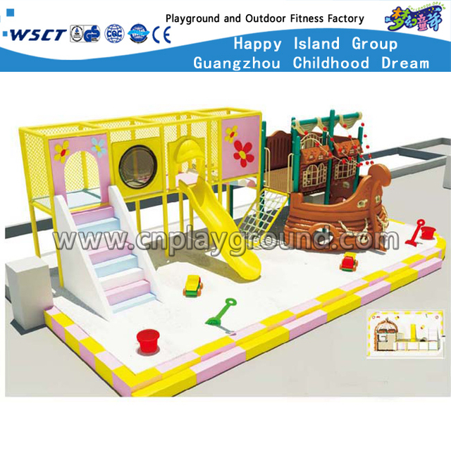 Popular Indoor Small Pirate Ship With Slide Soft Playground (HD-9002)