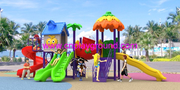 2018 New Design Outdoor Children Vegetable House Playground with Combination Slide (H17-A7)