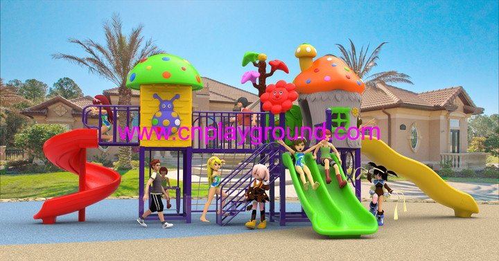2018 New Design Outdoor Small Children Mushroom House Playground Equipment with Smile Flower (H17-A5)