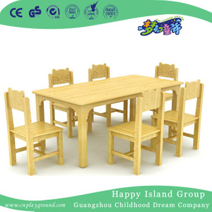 Shcool Rustic Wooden Rectangle Table And Chairs Furniture (HG-3903)