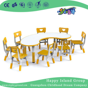 School Luxury Children Wood Curved Table With Orange Edge (HG-4905)